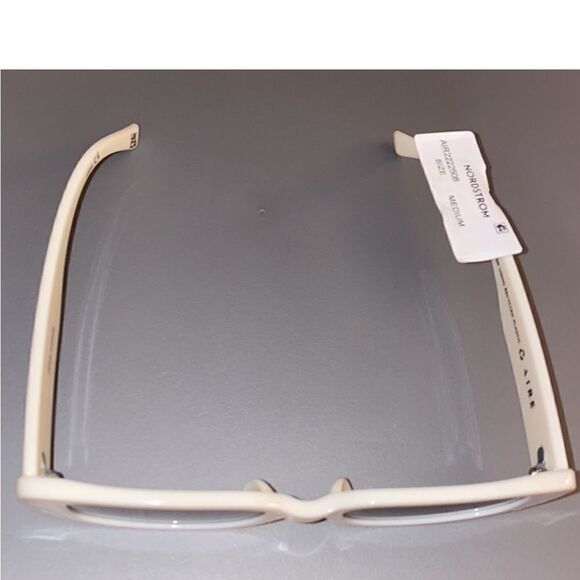 AIRE NWT Ceres V2 Rectangular Slim Sunglasses in Ivory White & Hazel Pink Tint - Picture 4 of 9